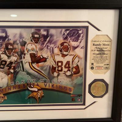 Randy Moss Photograph & 24K Gold-plated coin