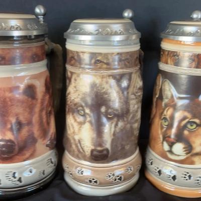 3 S.P. Gerz “Call Of The Wild” Series Steins