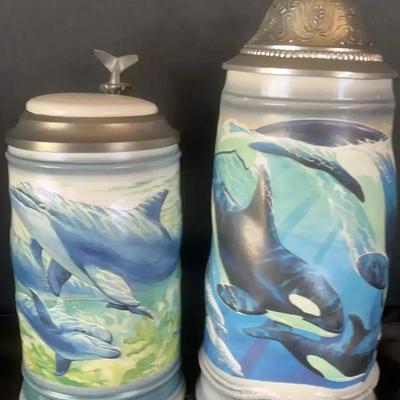 2 SeaWorld Collector Series Steins