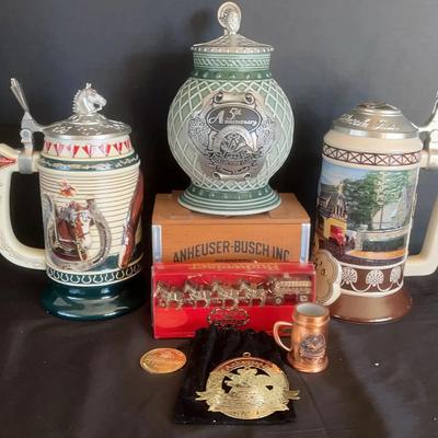 Anheuser-Busch “Collector’s Club” ‘99&2000’s 3 Steins & Accessories 