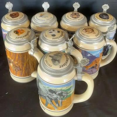 8 Budweiser “Endangered Species” Series Steins