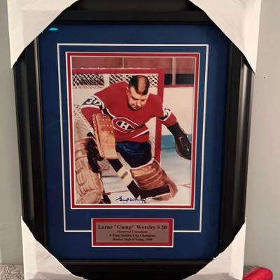 Signed Framed Under Glass Signed Photo of Lorne Gump Worsley #30 Montréal Canadiens