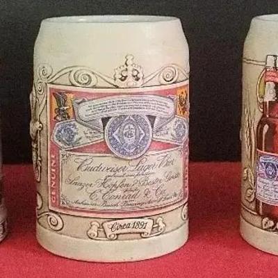 5 Anheuser-Busch/Budweiser Ceramic Steins