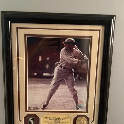 Shoeless Joe Jackson Photograph W/24K Gold Overlay Medallion & Team Collector Pin