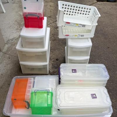Lot of Storage Totes, Drawers & Organizers – Garage, Closet & Craft Room