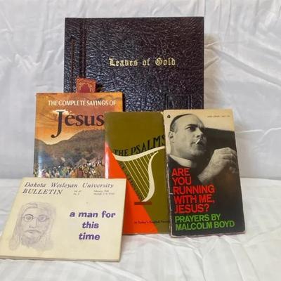Vintage Religious Book Lot Including Leaves of Gold and Devotional Paperbacks