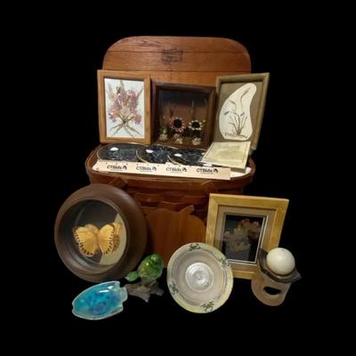 Woven Picnic Basket with Assorted Nature-Themed Decor Collection