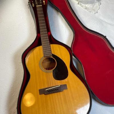 Vintage Yamaha FG-75 Acoustic Guitar (Early 1970s) w/ Original Red-Lined Case & Ephemera