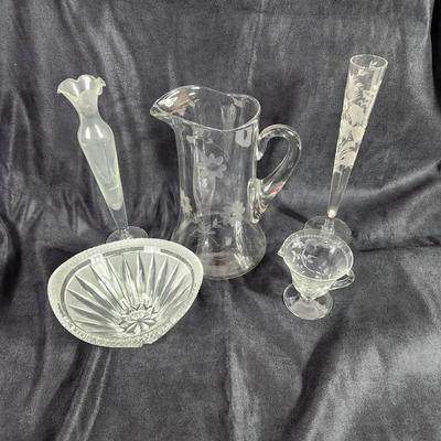Set of Etched Glassware – Elegant Stems for Dining or Bar Cart Display