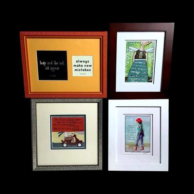 Set of 4 Framed Inspirational Quote Prints – Mixed Frames, Ready to Hang