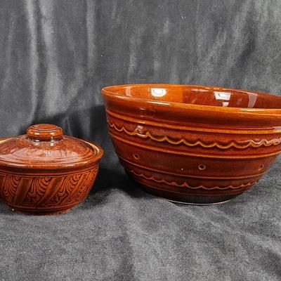  Vintage Studio Pottery Bowl & Lidded Serving Crock