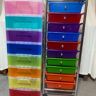 Pair of Rainbow Rolling Storage Carts / Drawer Organizers