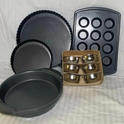 Wilton Bakeware Set with Tart Pans & Vintage Metal Ramekins