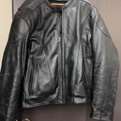 Black Leather Motorcycle Jacket XXXL