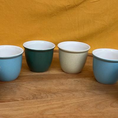 Set of six Pioneer Woman ceramic tumblers in assorted colors