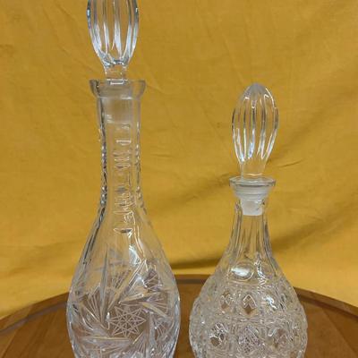 Pair of American Brilliant Cut Glass decanters with stoppers