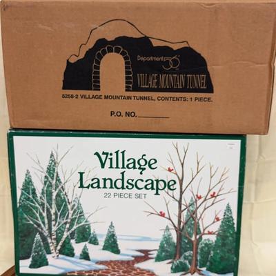 Village Mountain Tunnel & 22-Piece Village Landscape Set