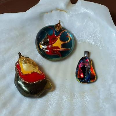 Lot of 3 Art Glass Pendants