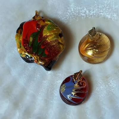 Lot of 3 Art Glass Pendants