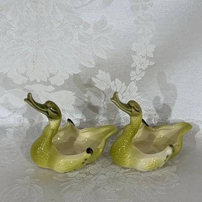 Vintage Hull Pottery Swan candy dishes