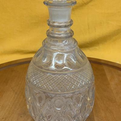 Clear pressed glass decanter with stopper, Imperial Glass Company Cape Cod pattern