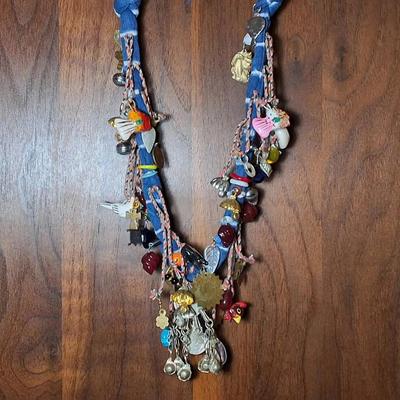 Folk-Art Charm Necklace with Mixed Beads & Pendants