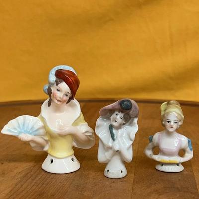 Collection of three vintage German porcelain half-dolls