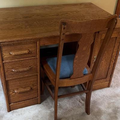 Vintage Solid Oak Desk