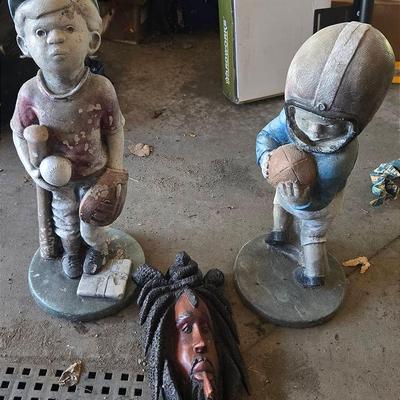 Baseball & Football Statues with Rasta Mask 
