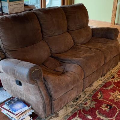 Brown Sofa with Recliner Seats