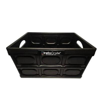 Black Foldable Plastic Storage Crate / Utility Basket (InstaCrate)