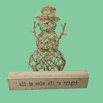 Snowman and Wooden Christmas Sign