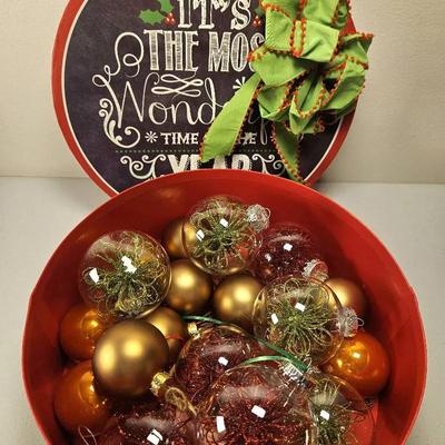 Christmas Ornaments and Circular Decorative Box