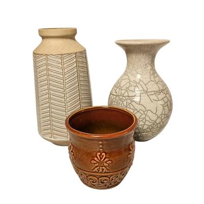 Vintage Ceramic Vase and Pot Lot (3 Pieces)
