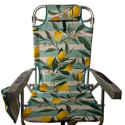 Folding Beach Chair with Lemon and Stripe Print