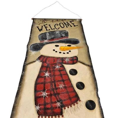Primitive Snowman Welcome Door Hanger 