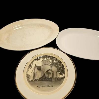 Vintage Commemorative Church Plate and Platter Set