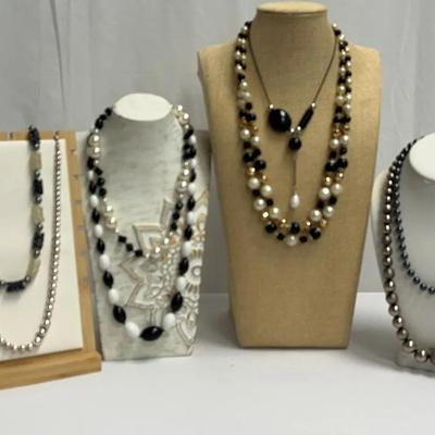 Beaded Necklaces - Merallic And Black