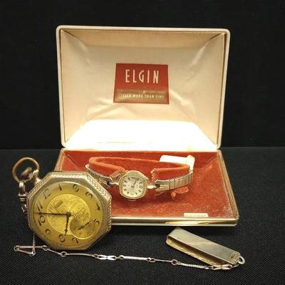 Elgin Pocket Watch + Ladies' Watch