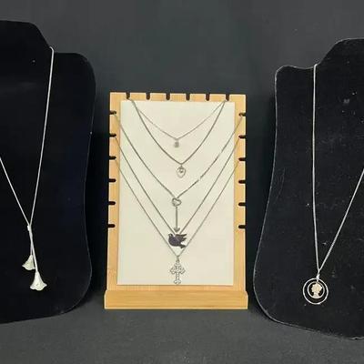 Silvertone Necklaces With Pendants