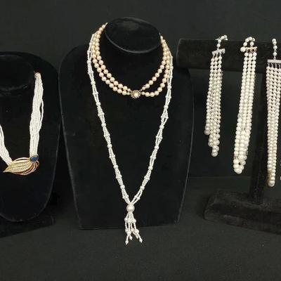 Multi Strand Faux Pearl Necklaces