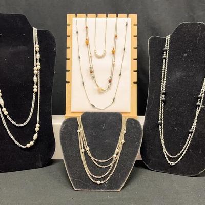 Silvertone Necklaces With Beads