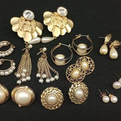 Goldtone Faux Pearl Post Earrings