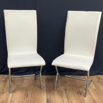 Paired Modern White Dining Chairs 1
