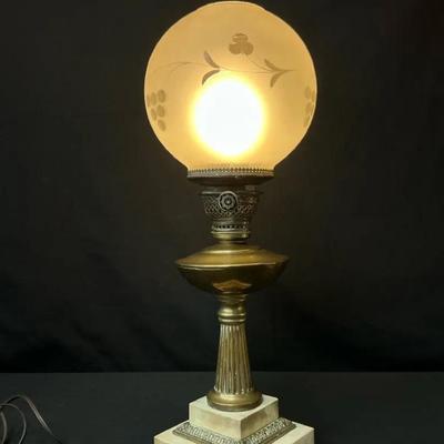 Vintage Brass And Glass Lamp 
