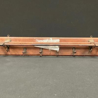Vintage Wooden Shelf with Hooks