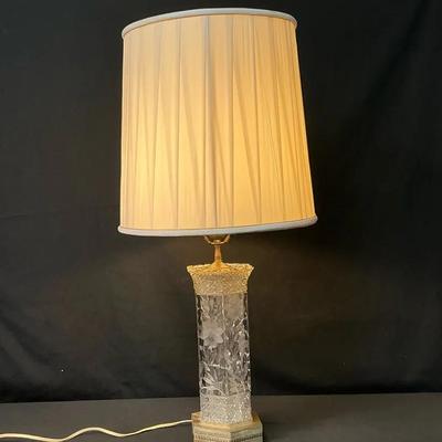 Vintage Cut Glass Lamp With Shade 
