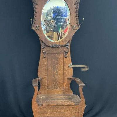 Antique Hall Tree Seat