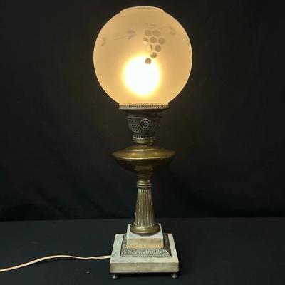 Vintage Brass And Glass Lamp 2