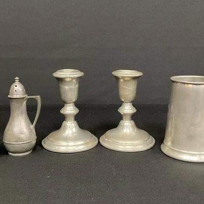 Empire Pewter Candlesticks, Lentheric & Federal Pewter Pieces